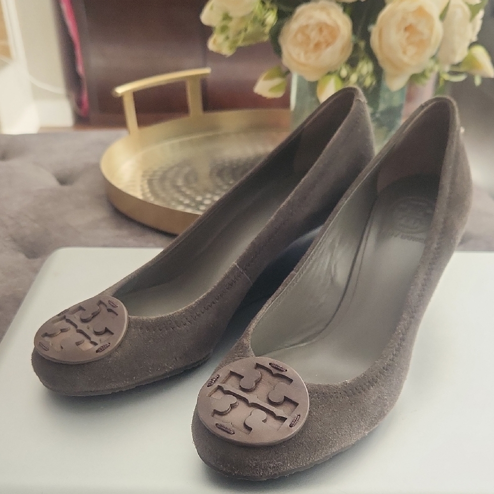 Tory Burch Gray Suede Flats